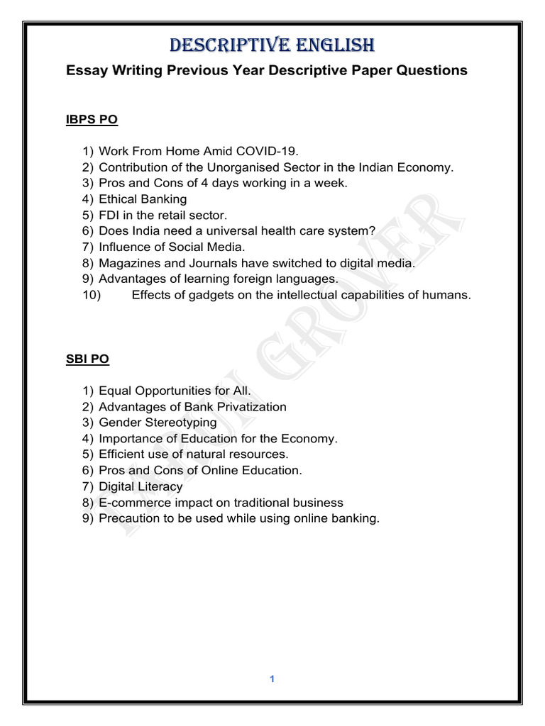 Descriptive English Essay Writing - 2-1728476630893 | PDF | Renewable ...