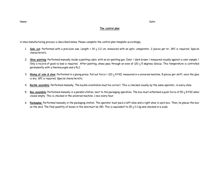 Shoe Manufacturing Control Plan Guide | PDF