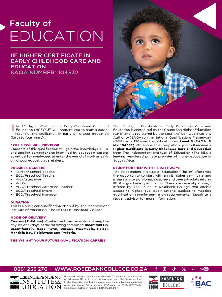2024 IIE Higher Certificate in Early Childhood Care and Education ...