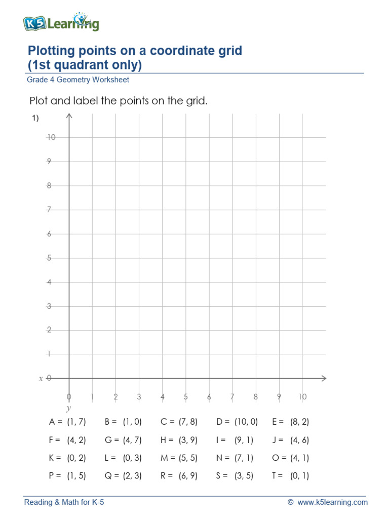 Grade 4 Geometry Plotting Points Coordinate Grid 1q C | PDF