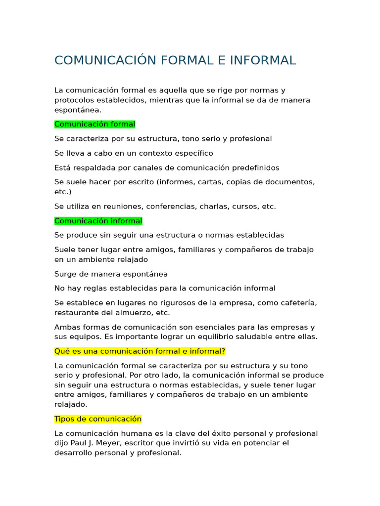Comunicacion Informal e Informal | PDF | Comunicación | Business