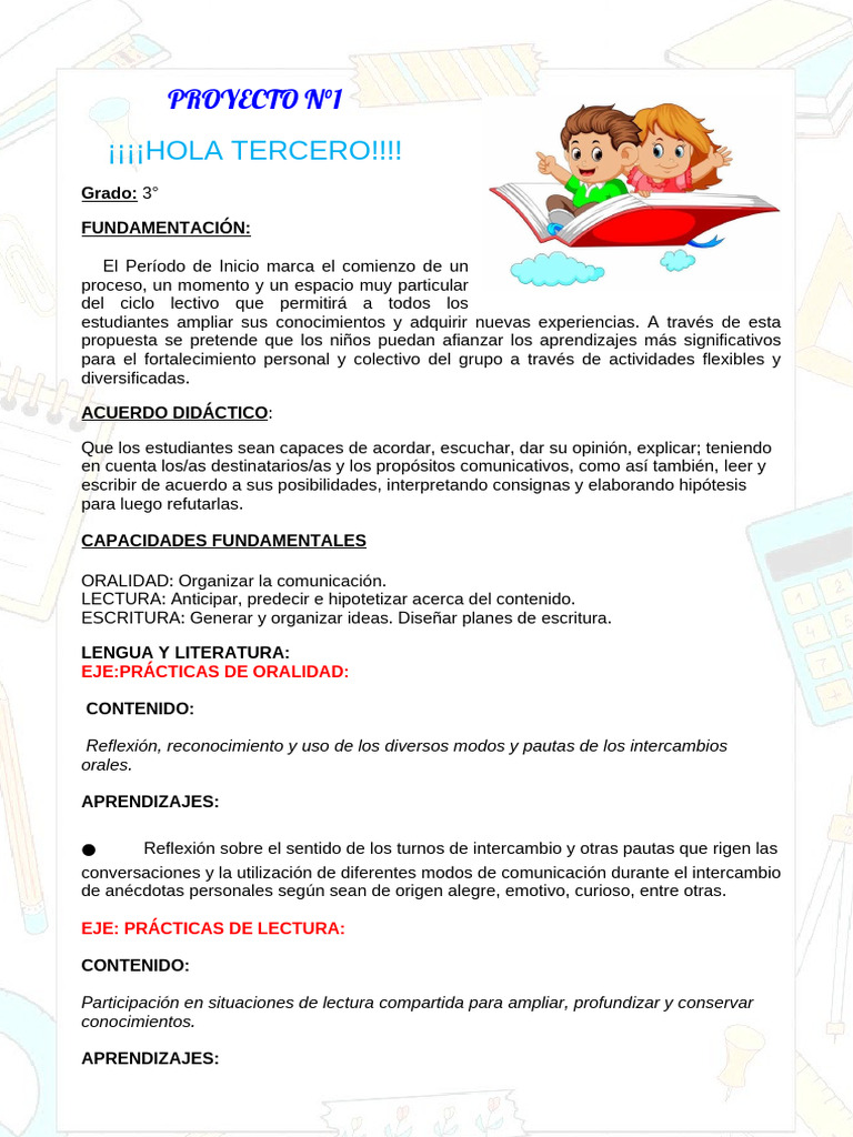 Proyecto de Alfabetización para 3° Grado | PDF | Enseñando | Comunicación