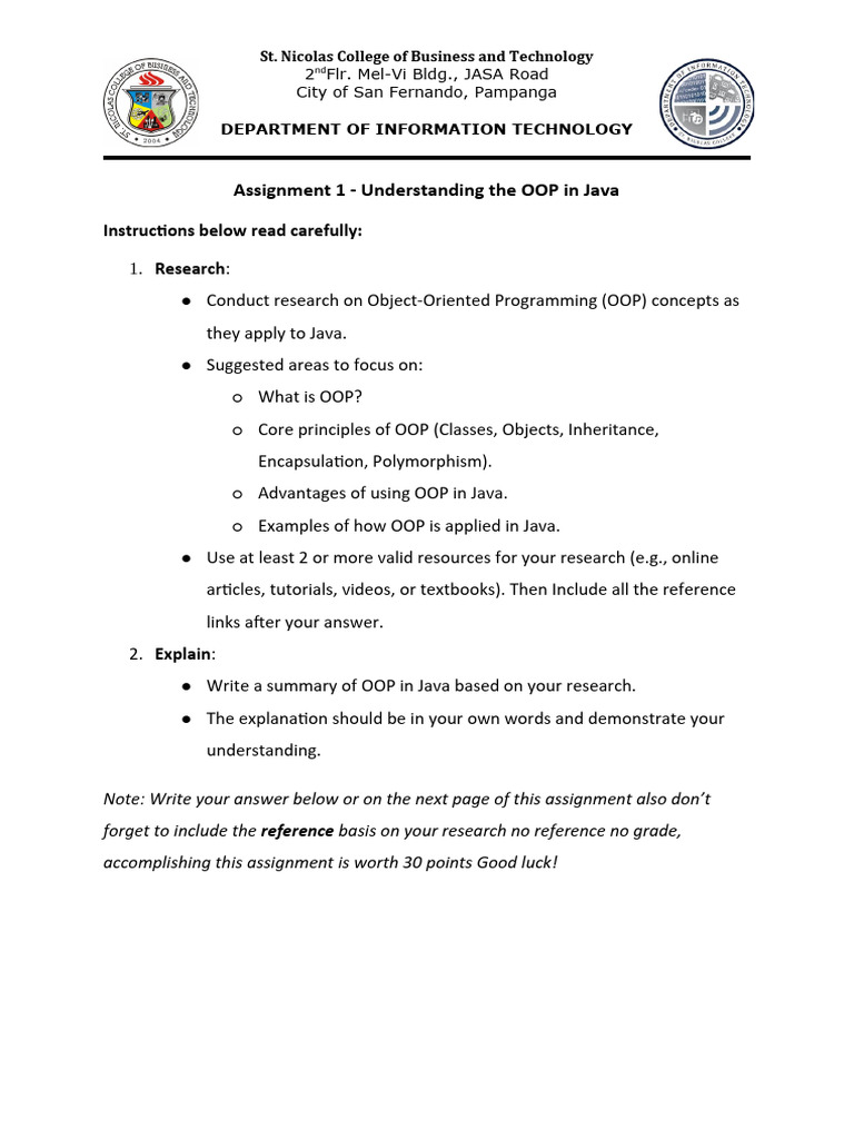 Assignment 1 - Understanding the OOP in java - Richard C. Cayabyab ... image.