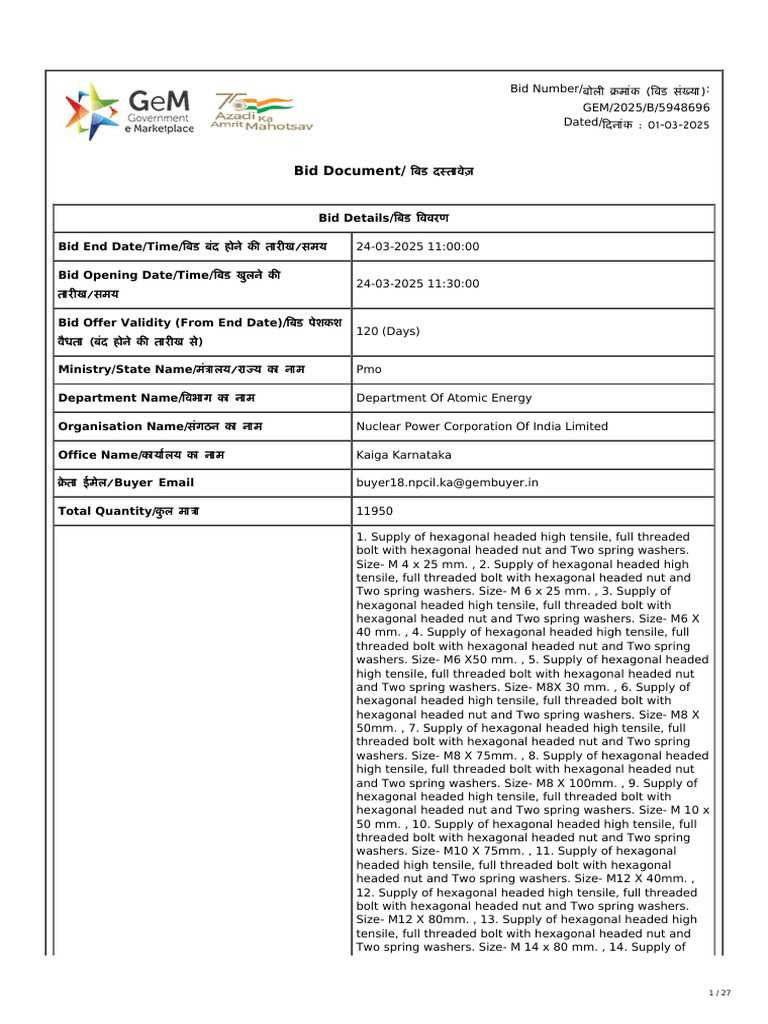 Hexagonal Headed High Tensile 24-03-2025 | PDF | Screw | Nut (Hardware)