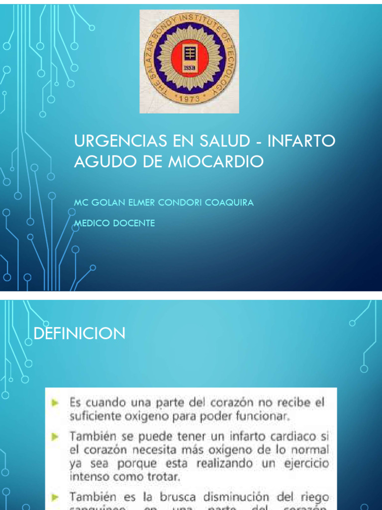 8 Urgencias en Salud - Infarto Agudo de Miocardio | PDF