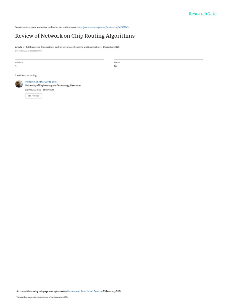 Javed Sethi2020 - Review of Network On Chip Routing Algorithms | PDF ...
