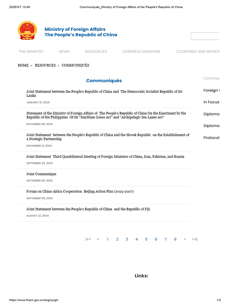 Communiqués - Ministry of Foreign Affairs of The People's Republic of ...