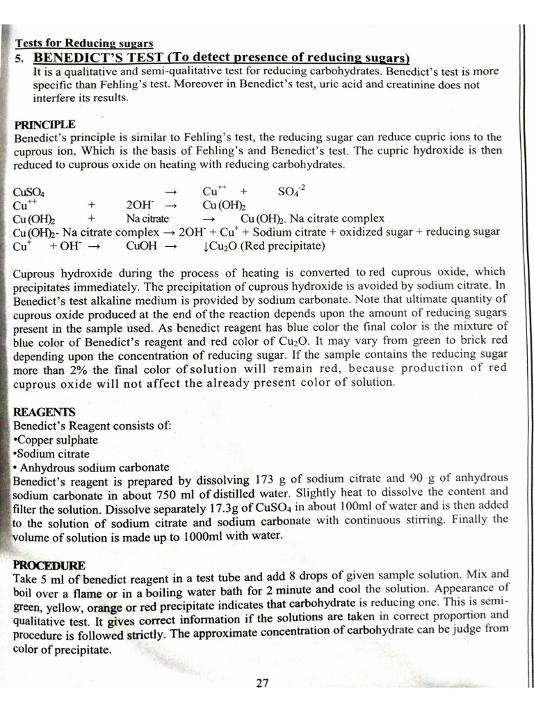 Benedicts Test | PDF