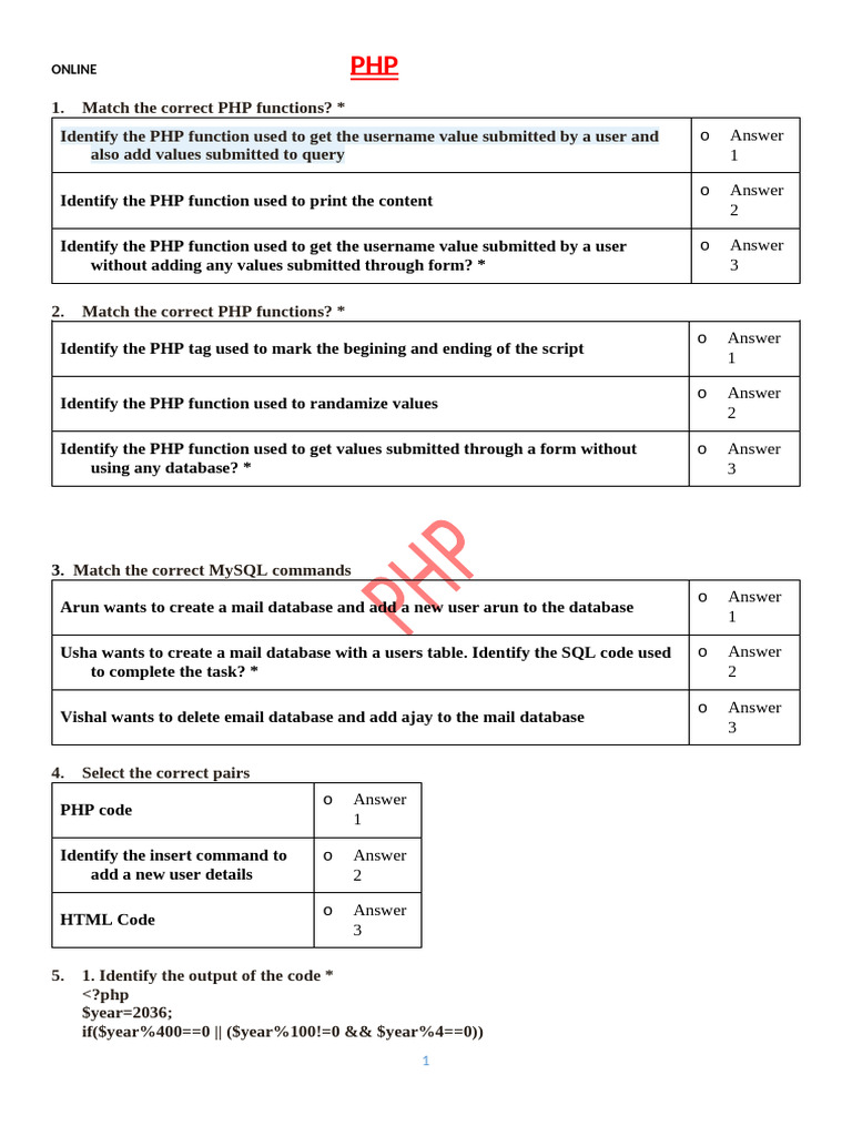 PHP Q. | PDF | Php | Databases