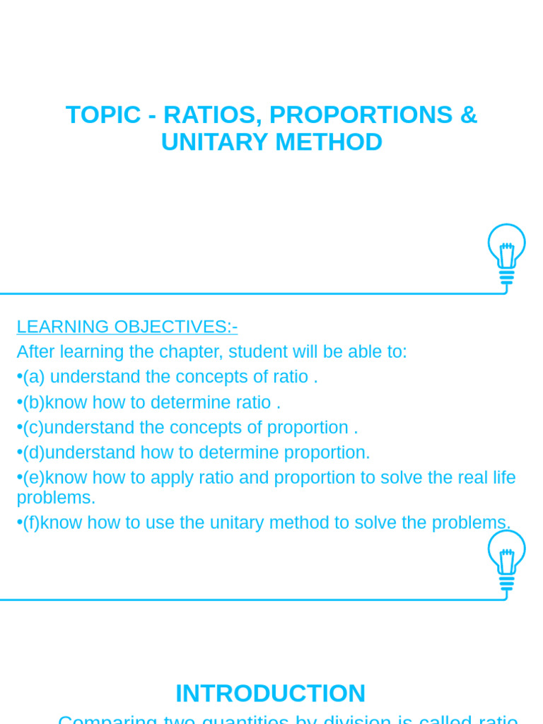 Ratios, Proportions, and Unitary Method | PDF | Ratio | Speed