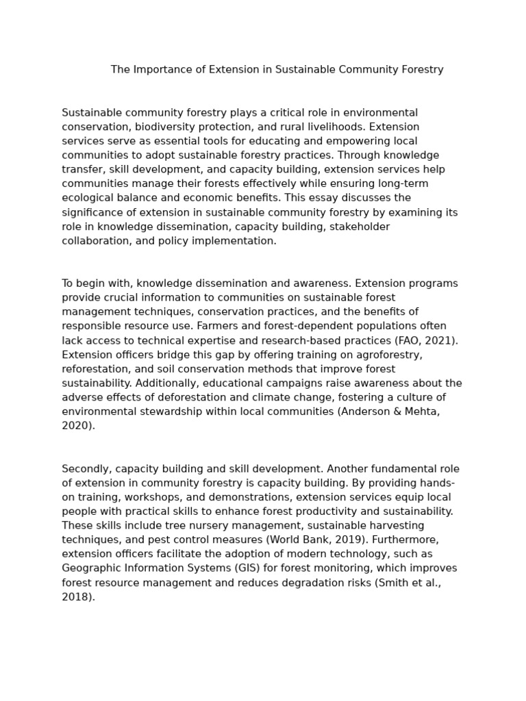 Role of Extension in Community Forestry | PDF | Sustainability | Forest ...