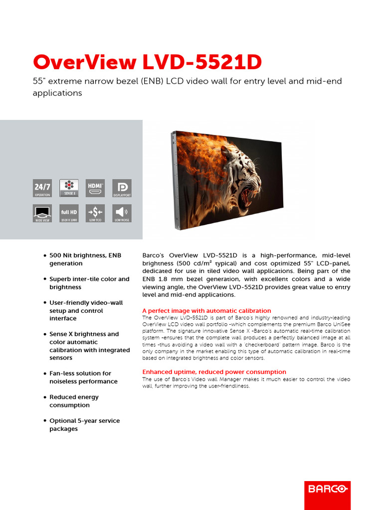 Barco OverView LVD-5521D Video Wall | PDF | Liquid Crystal Display | Video