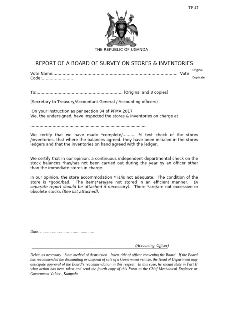 Treasury Form 47-Report of BOS On Stores & Inventories | PDF