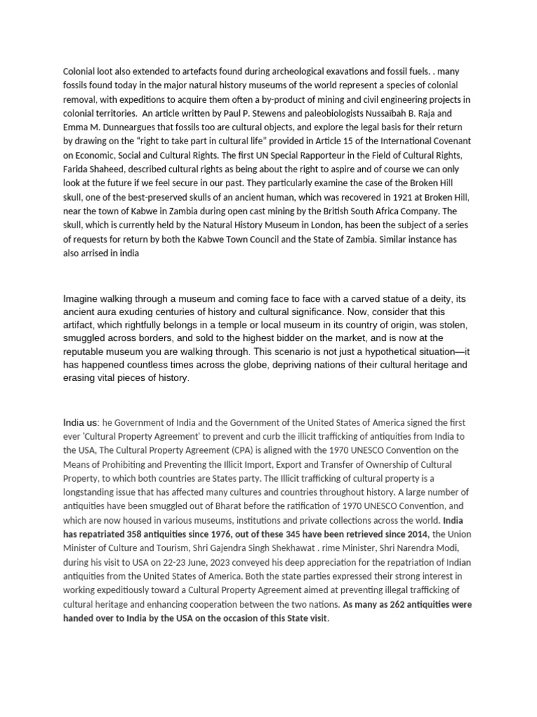Repatriating Cultural Heritage: U.S.-India Agreement | PDF | Artifact ...