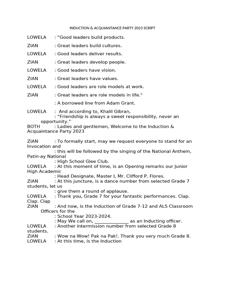 Acquiantance 2023 Script | PDF
