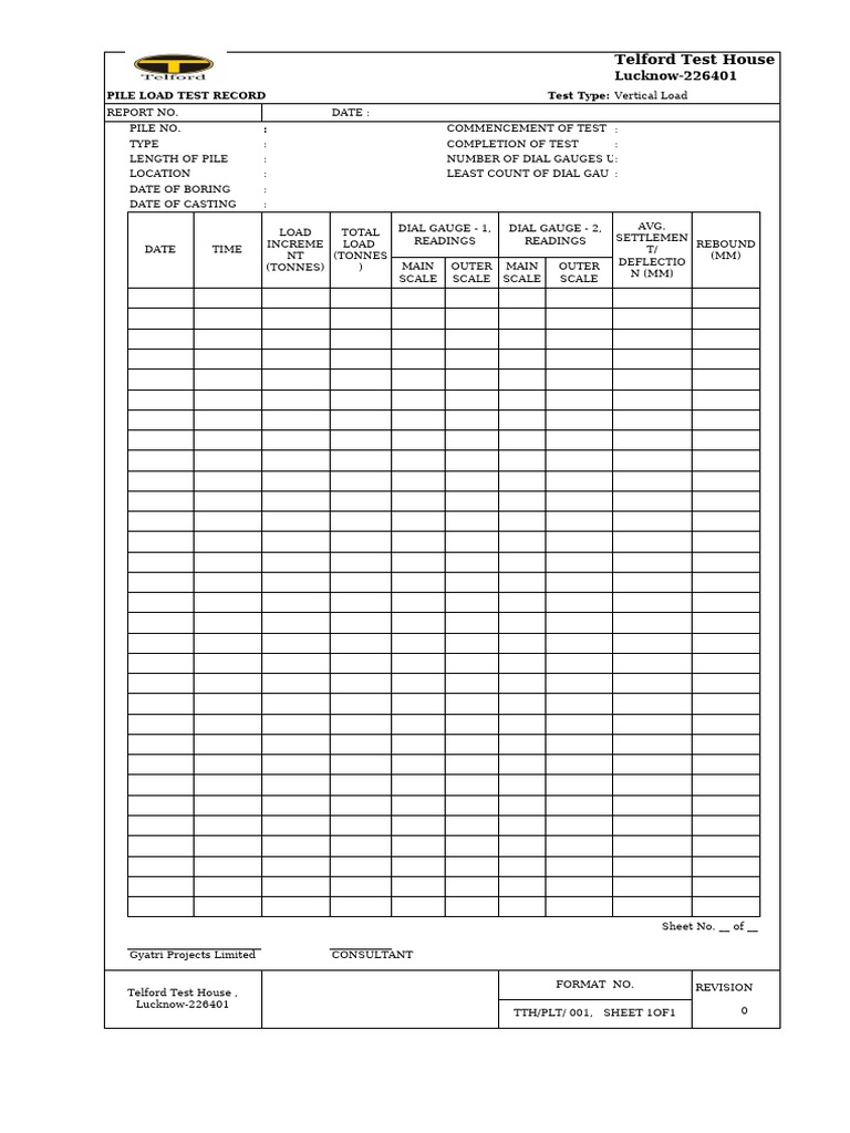 Pile Load Test Record - Telford Test House | PDF