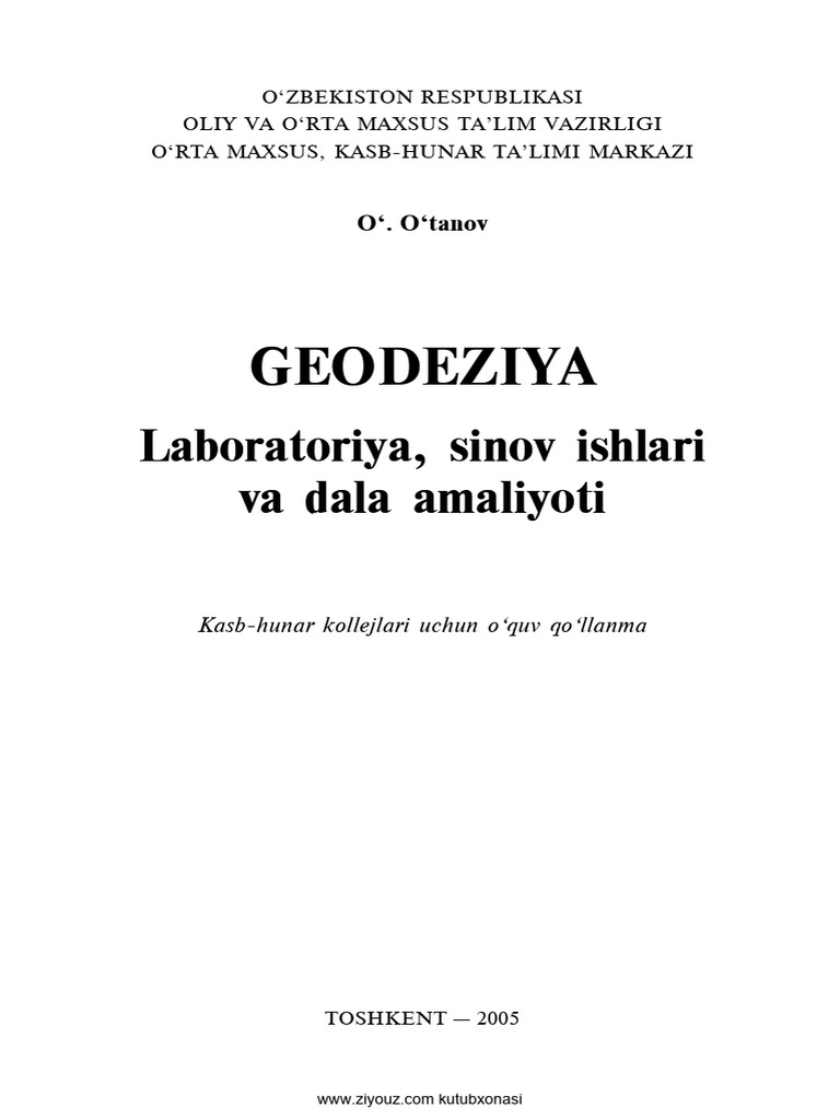 Geodeziya (O'.O'Tanov) | PDF