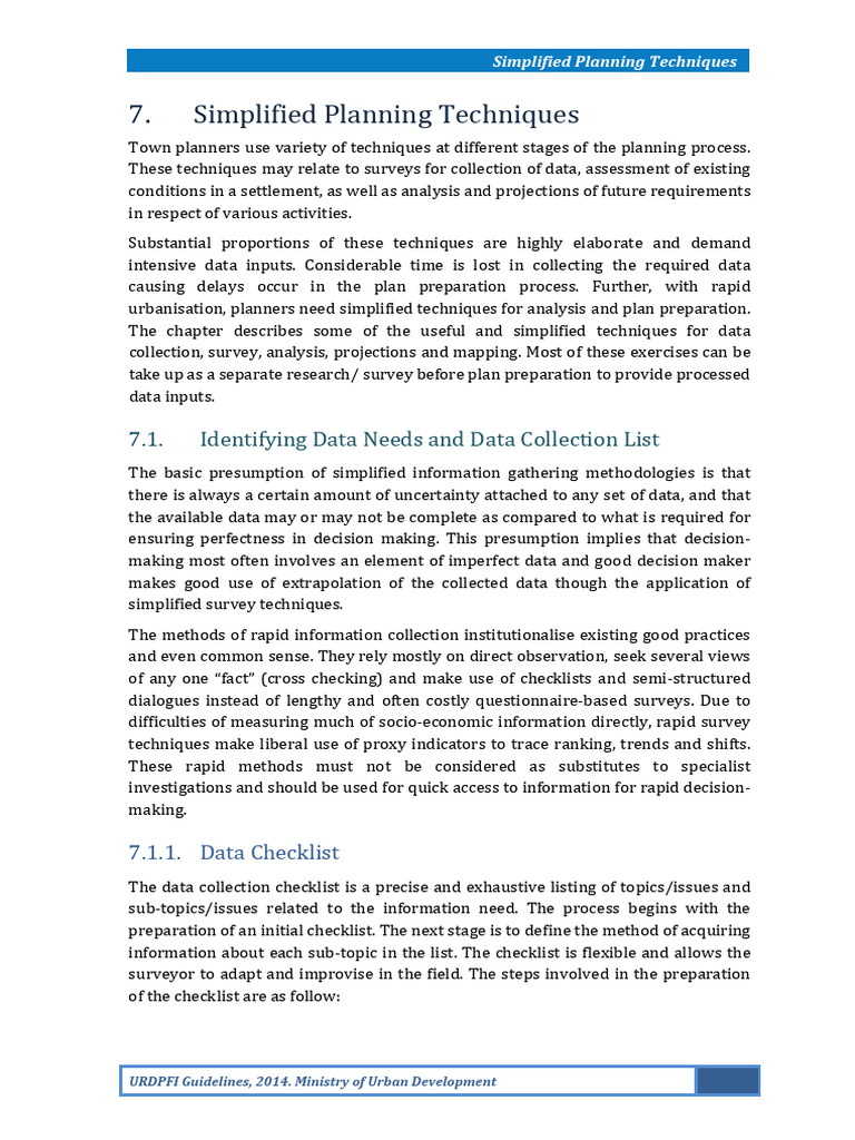 Simplified Planning Techniques in URDPFI | PDF | Survey Methodology ...