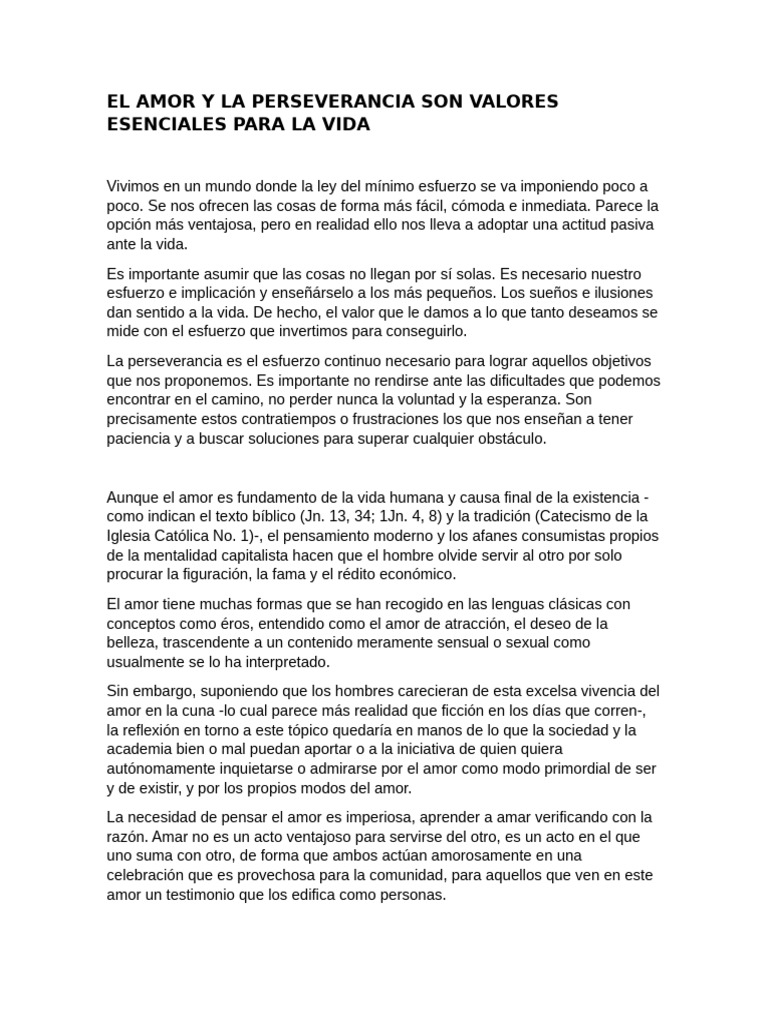 Amor y perseverancia en la vida | PDF | Amor