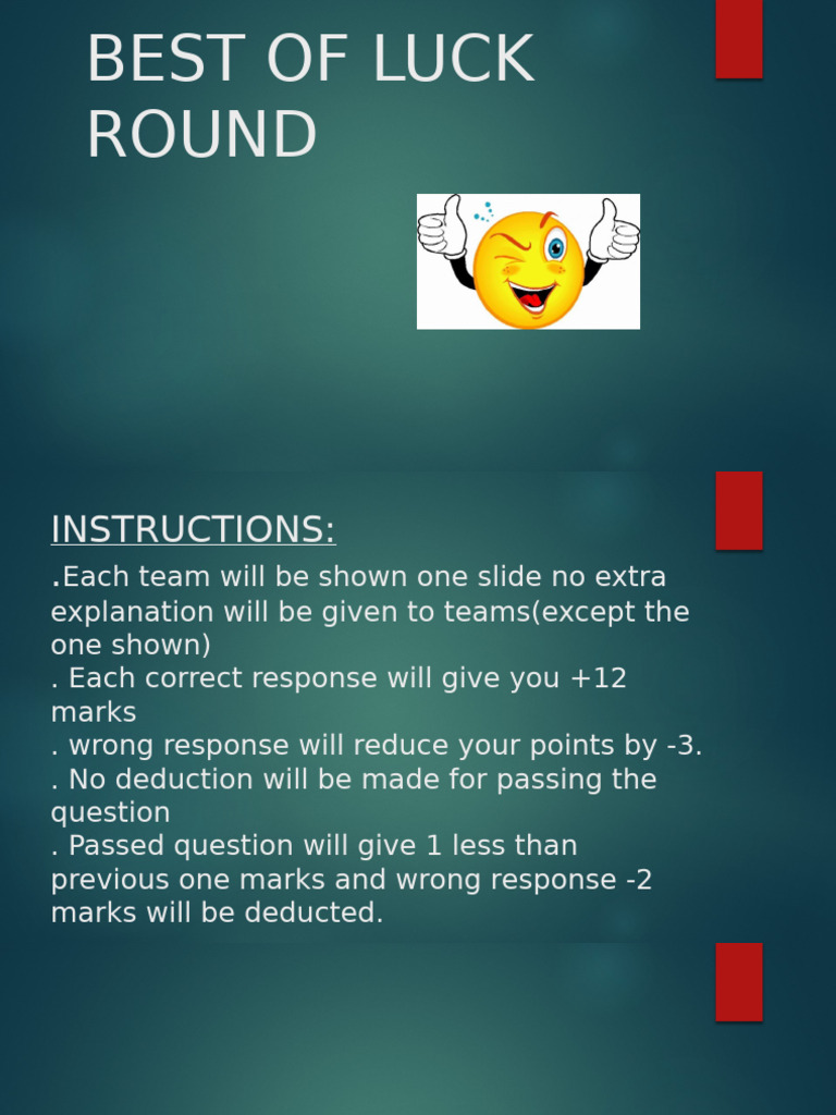 Best of Luck Round 1 | PDF