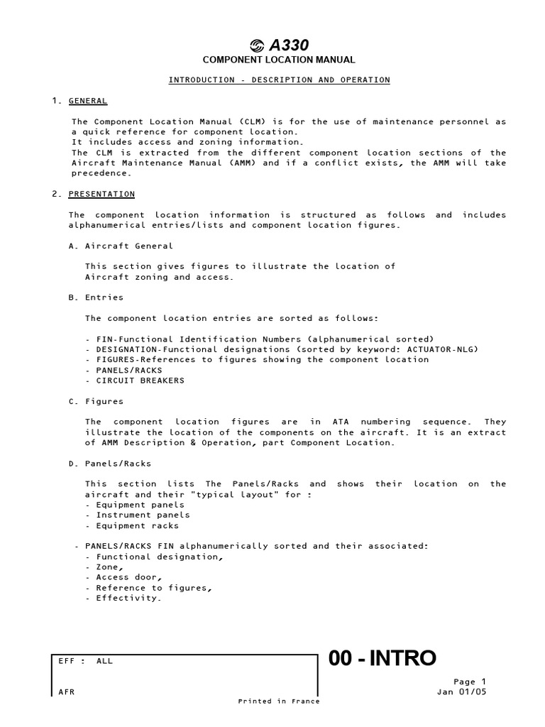 A330 Component Location Manual Guide | PDF | Transport | Aviation