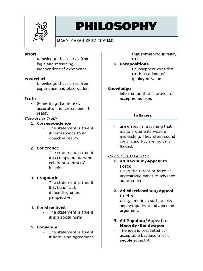 Philosophy of Knowledge and Fallacies | PDF | Truth | Fallacy