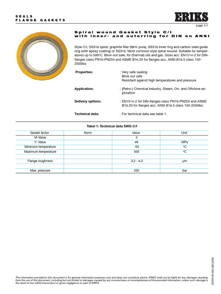 Eriks - Spiralwound Style Ci Uk | PDF | Materials | Building Engineering