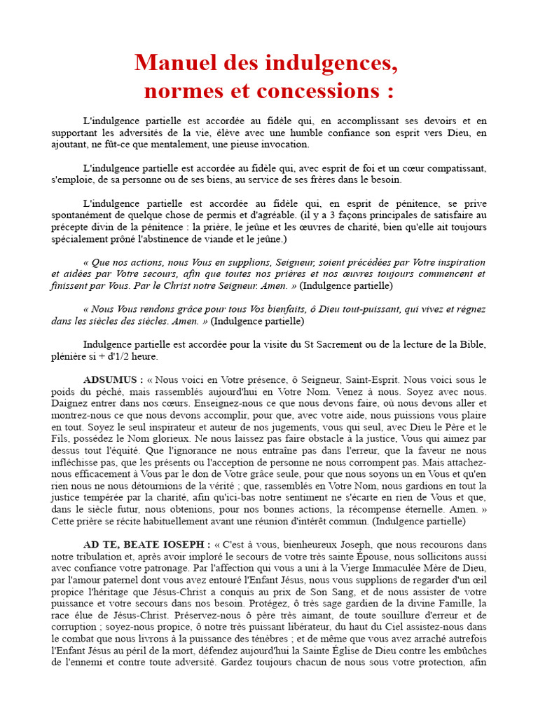 Indulgences : Normes et Concessions | PDF | Indulgence (catholicisme ...