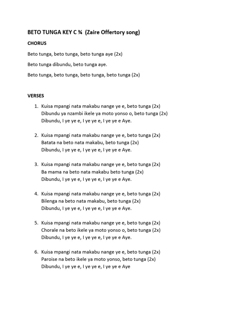 Beto Tunga Key C | PDF