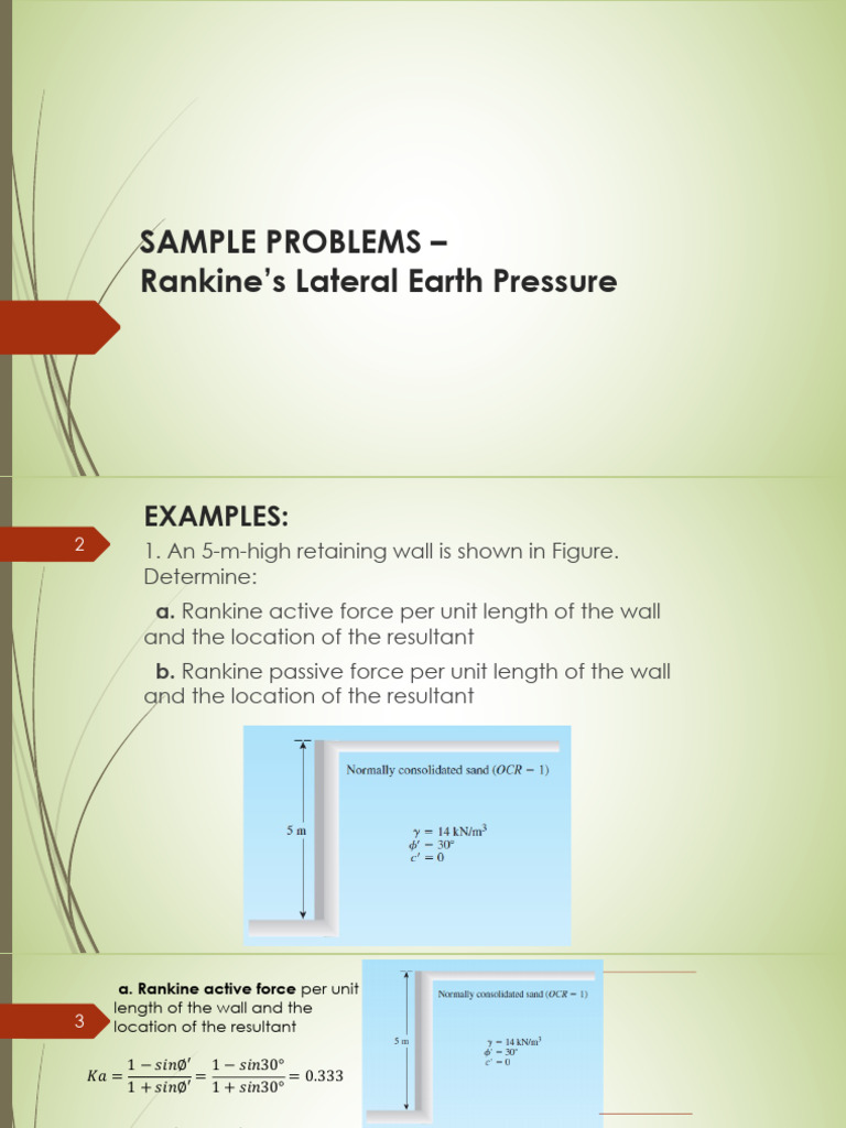 Rankine's Lateral Earth Pressure Problems | PDF | Natural Materials ...
