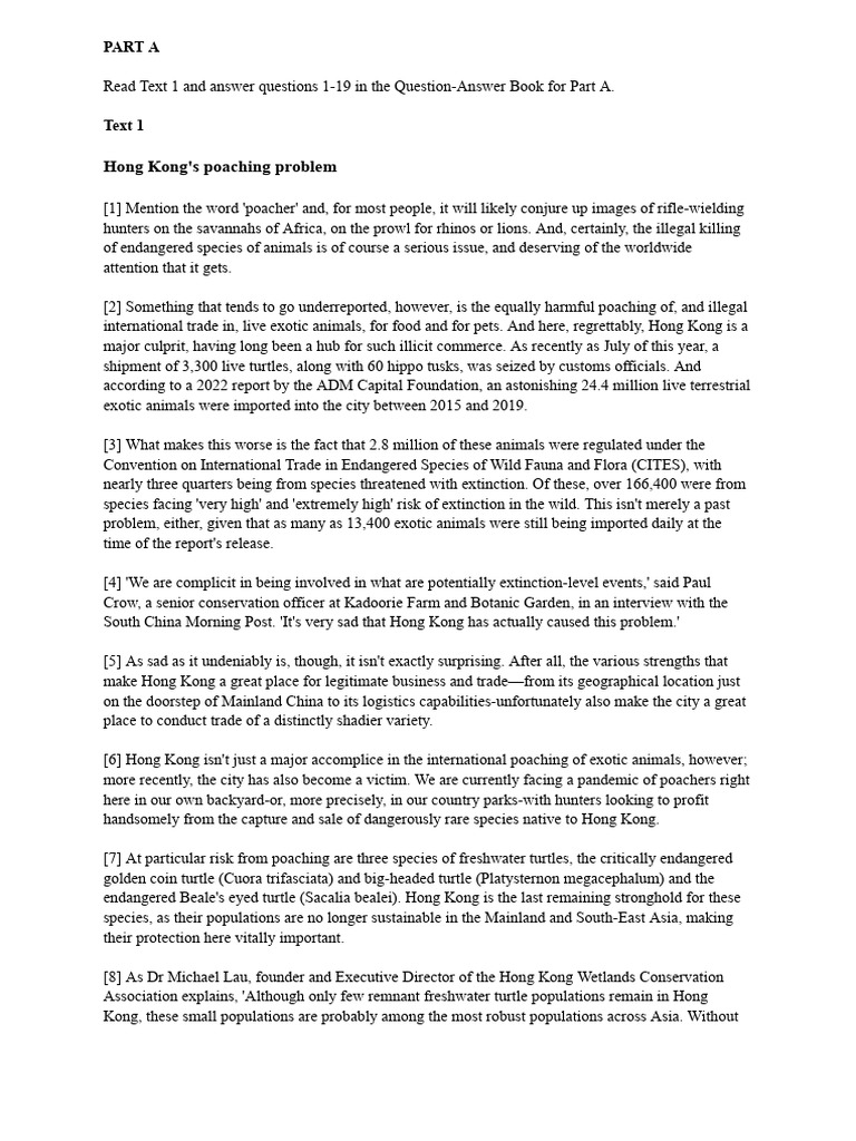 Paper 1a Poaching Reading Passage | PDF | Poaching | Crime & Violence