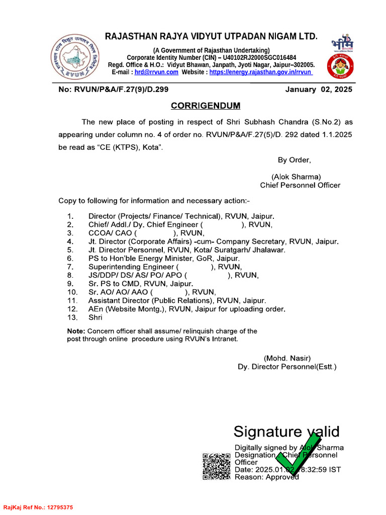 299 Corrigendum in Respect of Sh. Subhash Chandra | PDF