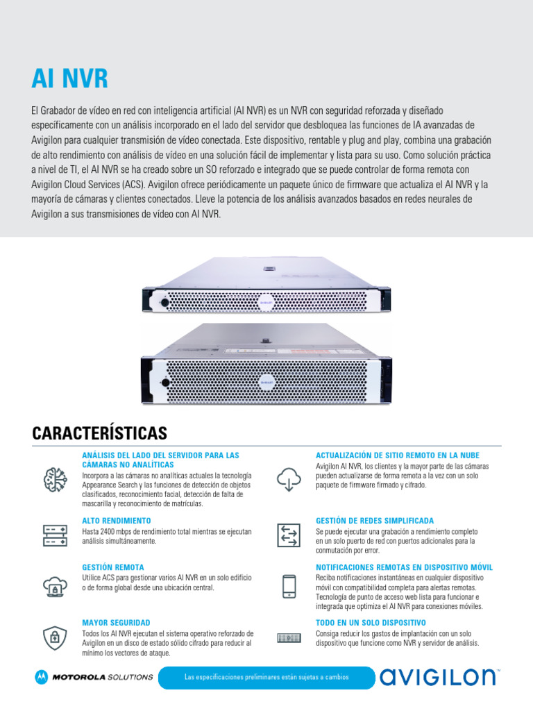 Avigilon Ai NVR Datasheet Es Rev6 | PDF | Inteligencia artificial ...