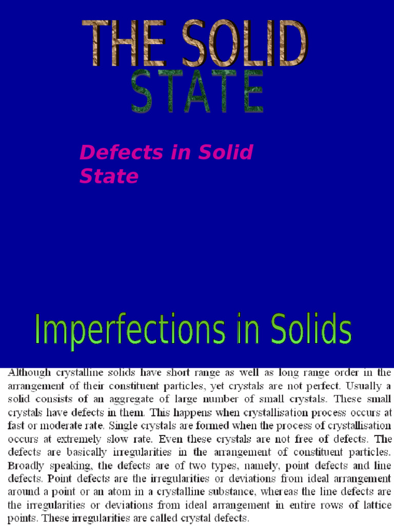 Defects in Solid State | PDF