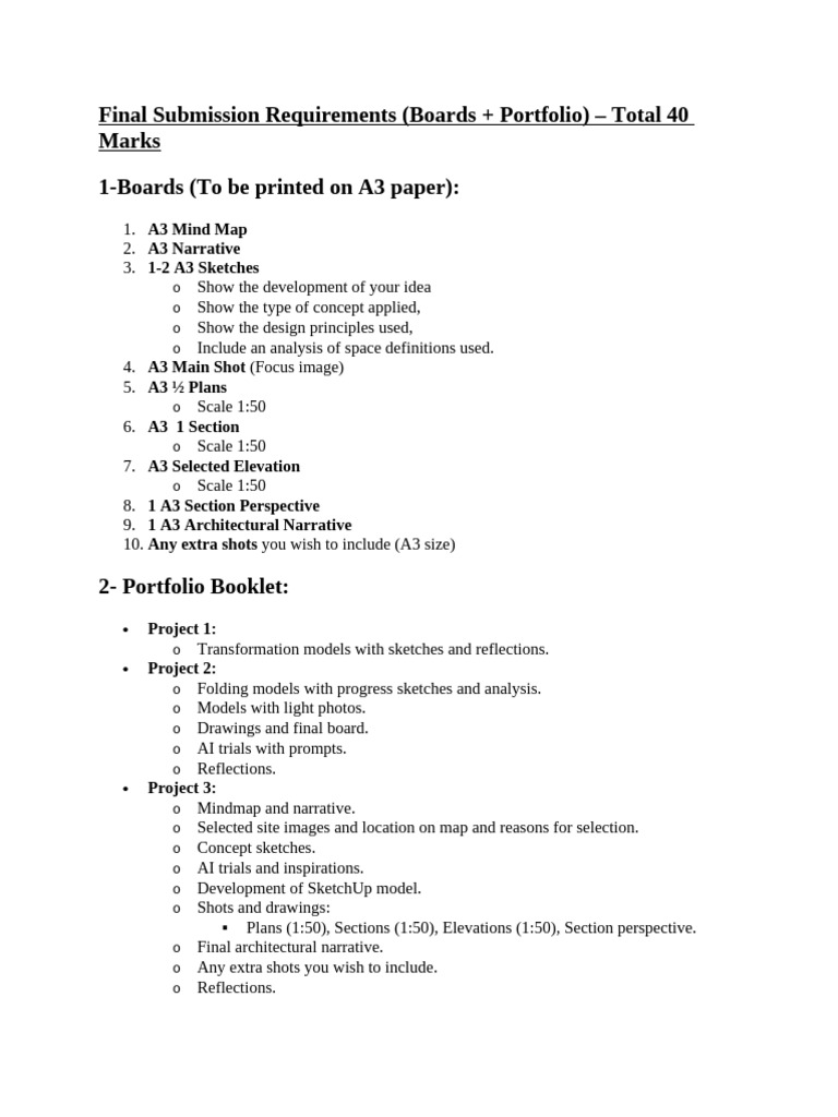 Intruduction To Design - Fall - 2024 - Final Submission Requirements | PDF