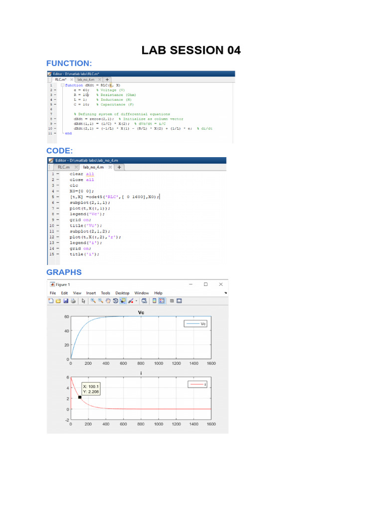 Lab Session 04: Voltage and Current Graphs | PDF