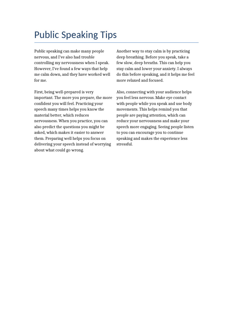 Public Speaking Tips Columns Pdf