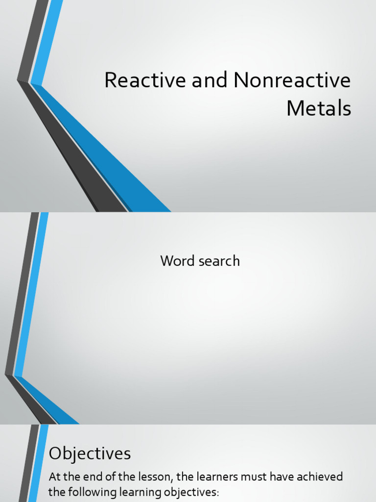Reactive and Nonreactive Metals - Handouts | PDF