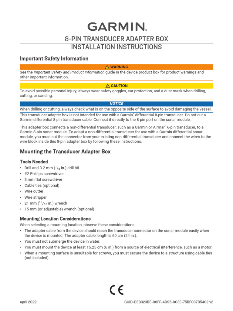 Airmar 8-Pin Transducer Adapter Guide | PDF | Electrical Connector | Screw