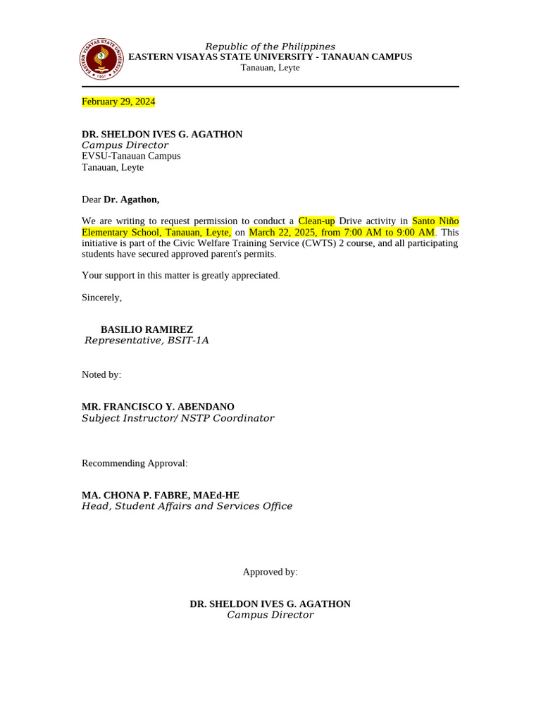 Letter To Campus Director | PDF