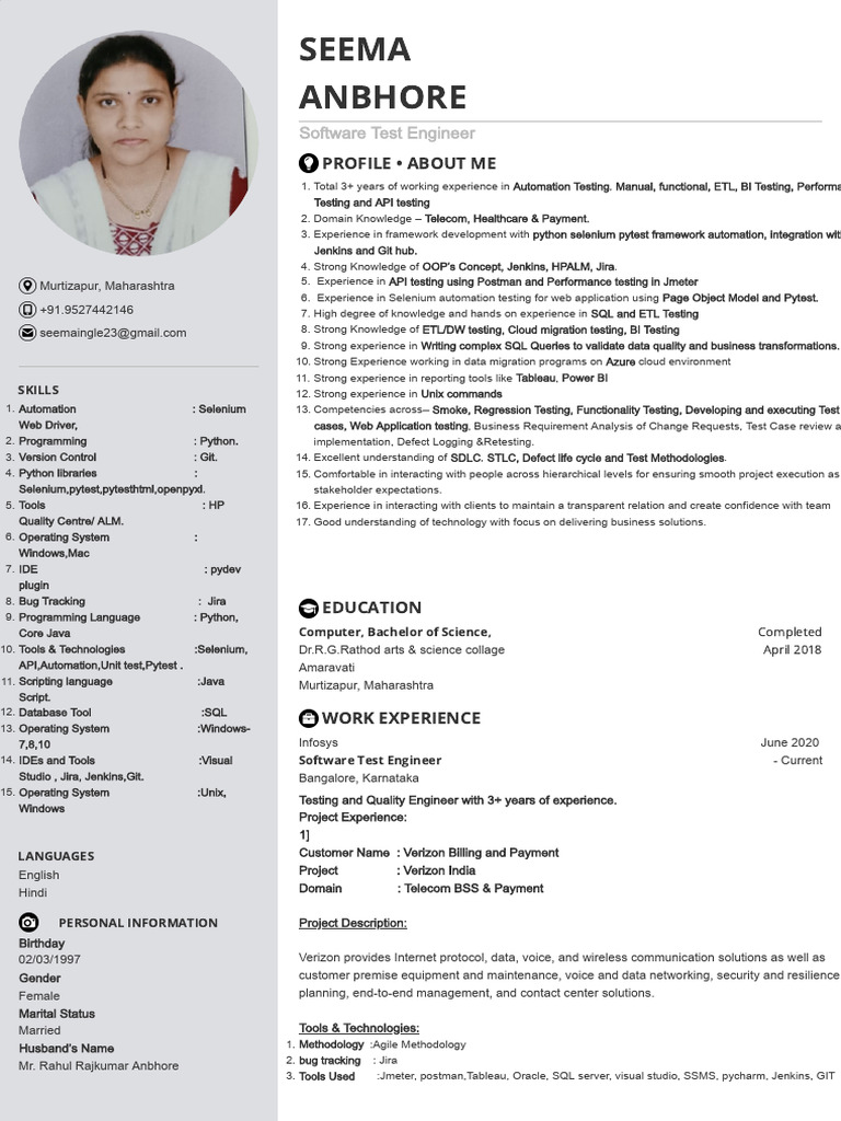 Seema Web Solution: QA Engineer Profile | PDF | Selenium (Software ...