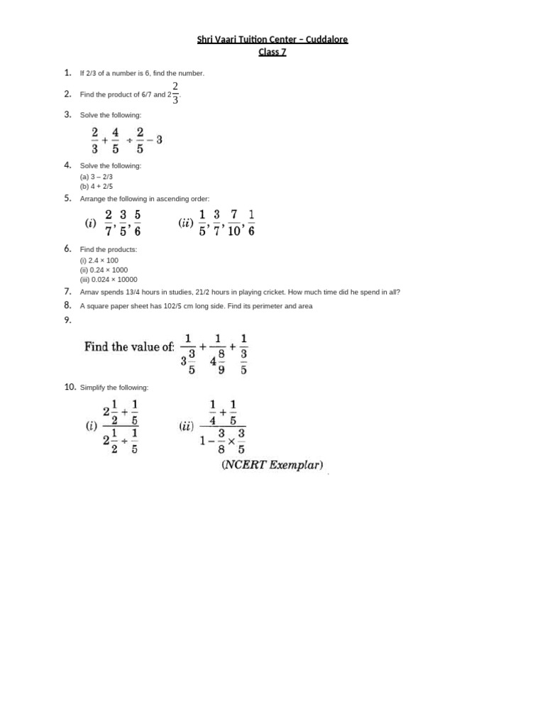 Class 7 Simple Equations Practice | PDF