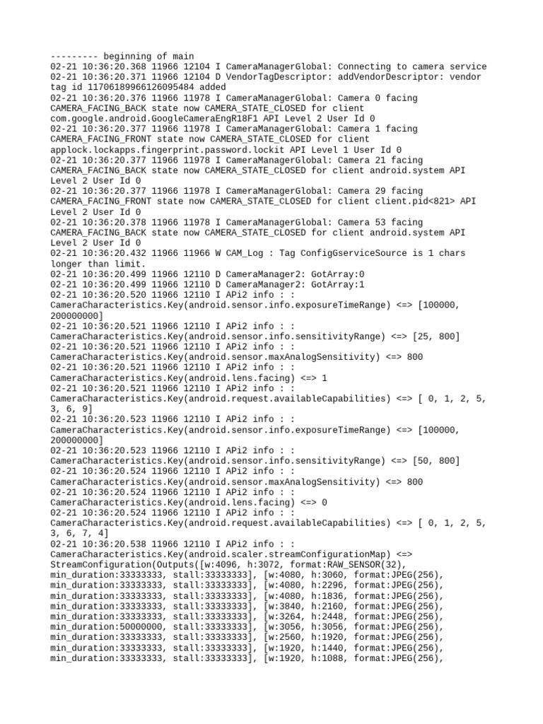 Camera Service Connection Logs | PDF | Software | Computing