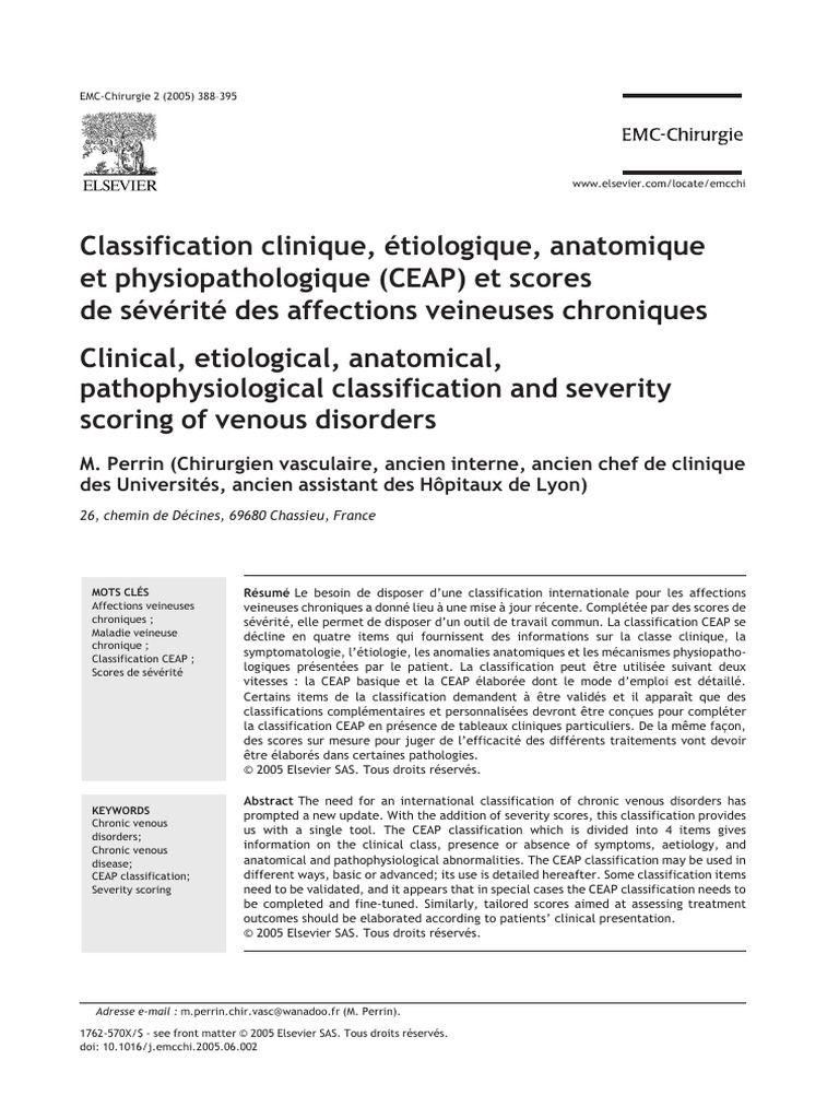Classification CEAP des affections veineuses | PDF | Varices | Jambe ...