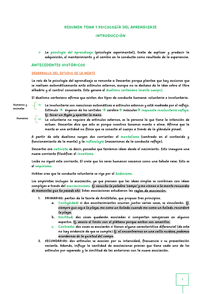 Psicología del Aprendizaje: Fundamentos y Teorías | PDF | Aprendizaje ...
