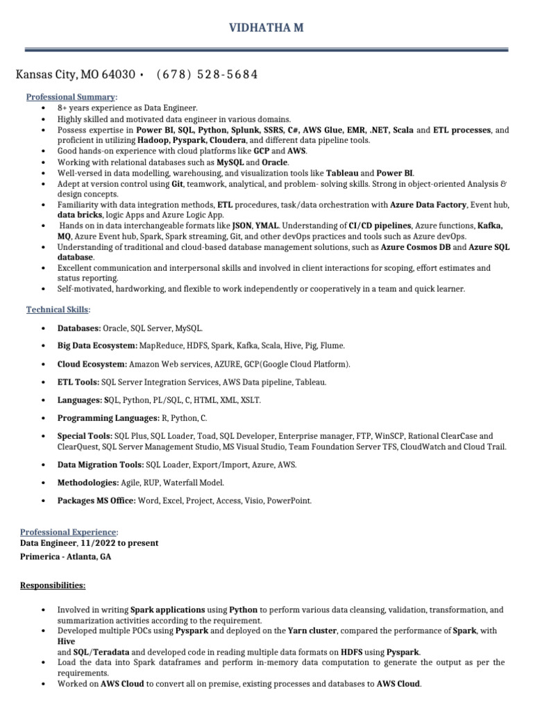 Data Engineer with Cloud & ETL Expertise | PDF | Apache Spark | Apache ...