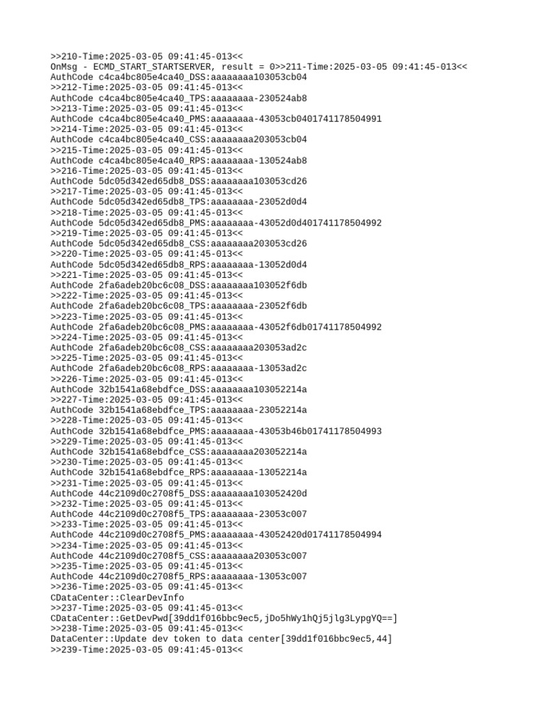 AuthCode and Token Management Logs | PDF