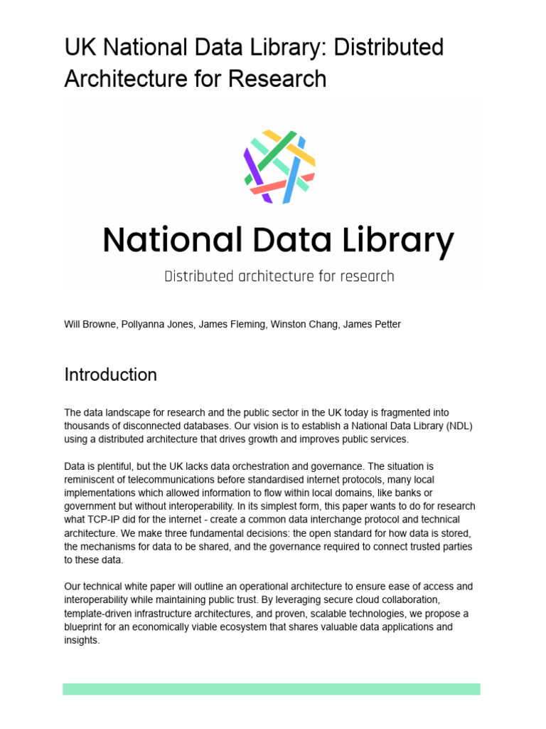 UK National Data Library Vision and Architecture | PDF | Data | Cloud ...