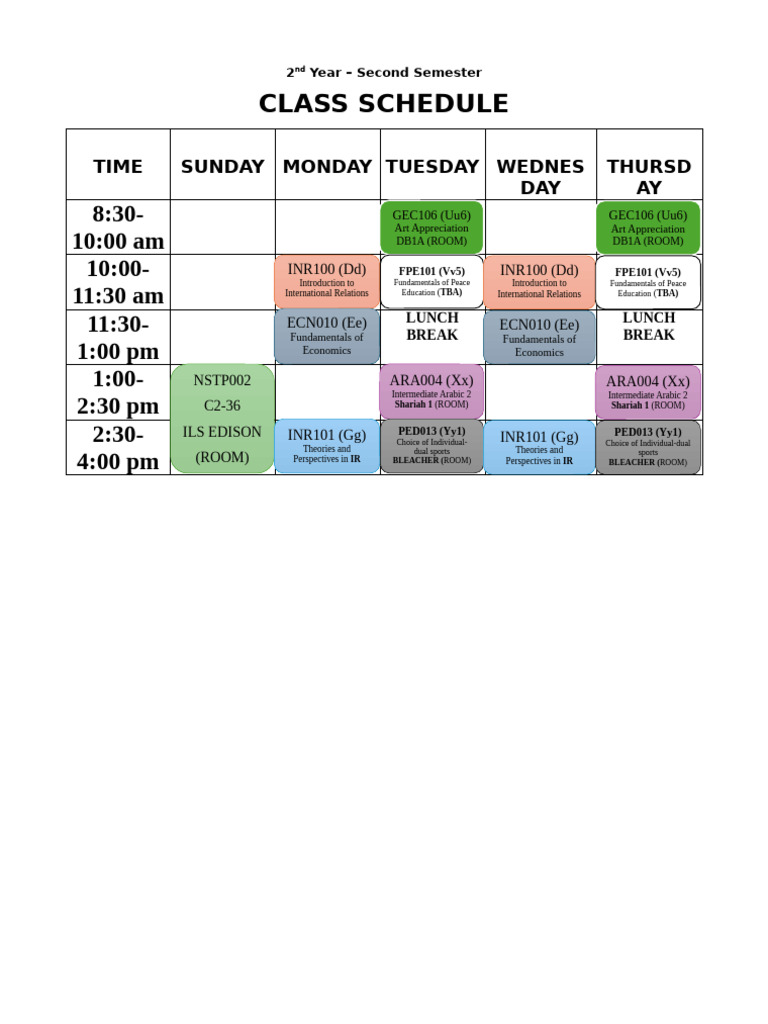 Time Table | PDF
