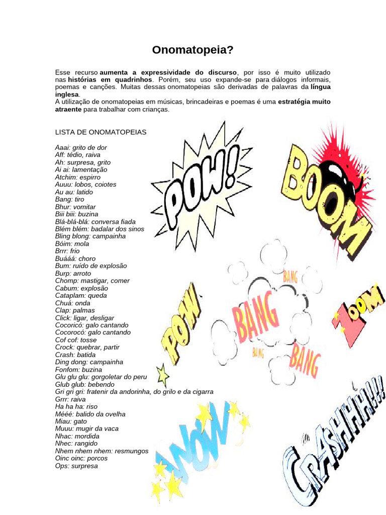 Lista de Onomatopeias e Seus Significados | PDF